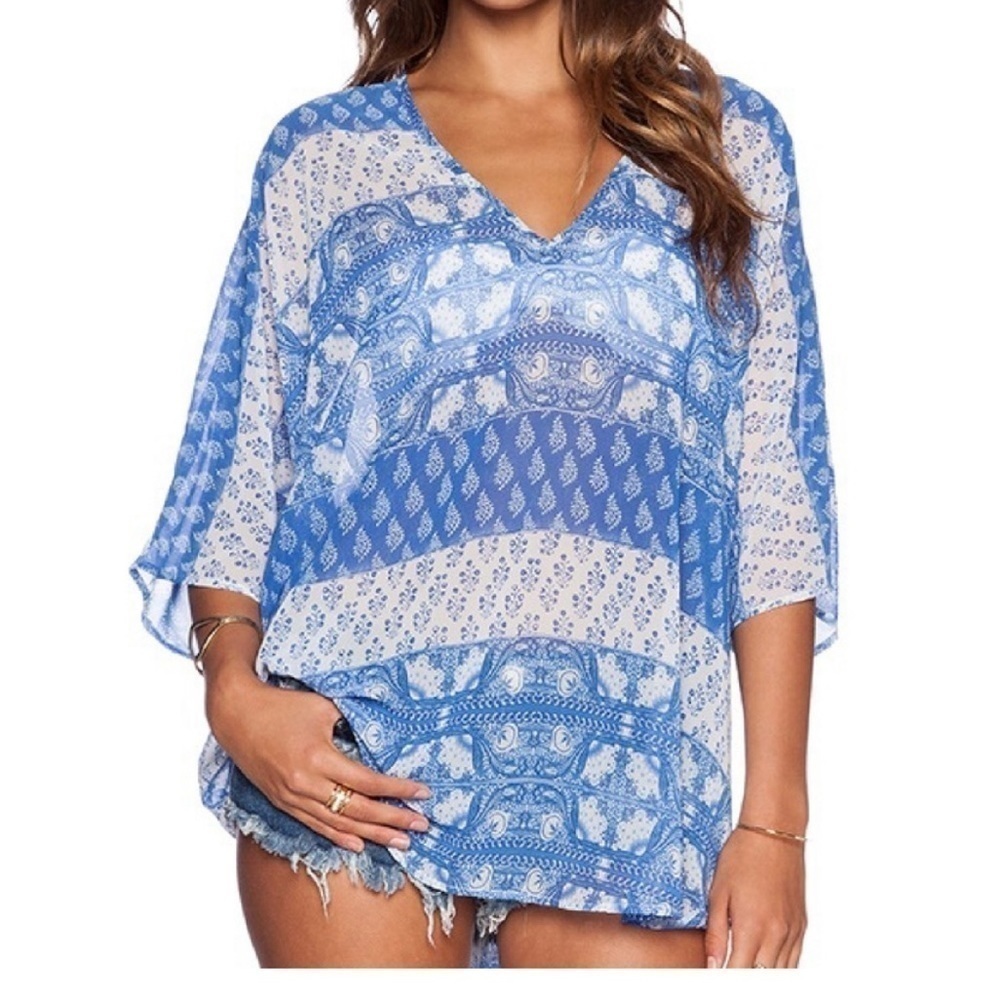 Show me your mumu sheer blouse size small summer swim coverup coastal grandma